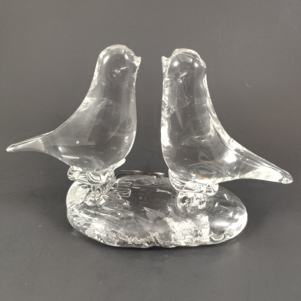 Vintage Clear Glass Love Birds Figurine